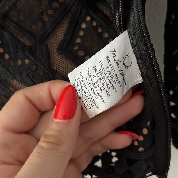 For Love & Lemons Florence Crop Top Black Lace - Picture 7 of 9